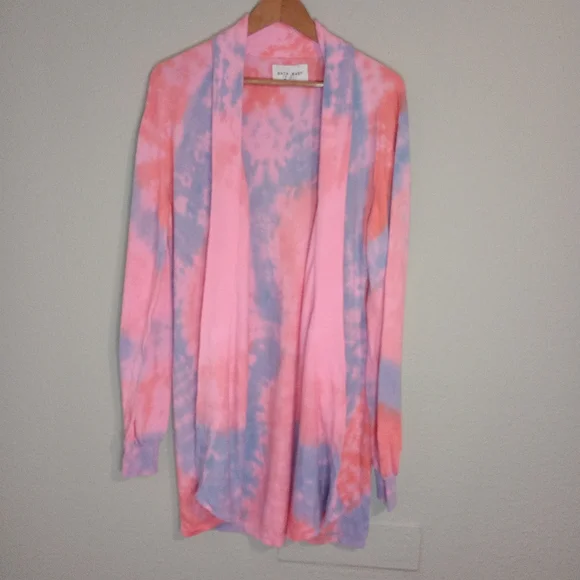 Baja East tie dye Pima Cotton Open Front Cardigan - Picture 2 of 9